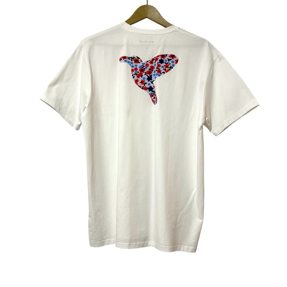 Birddogs White Blue Red Bird Floral Graphic Tee‎ Shirt Size XL Preppy Classic